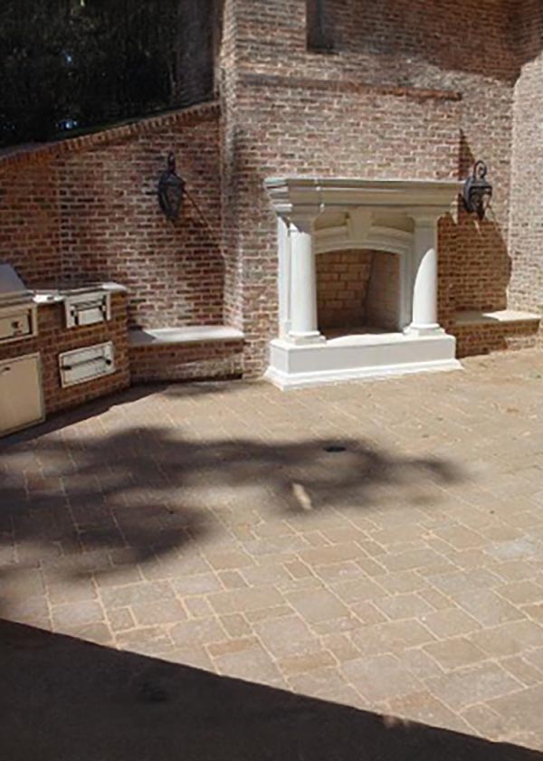 Outdoor Fireplace and kitchen